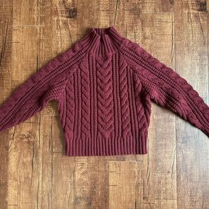 a new day Maroon Cable Knit Turtleneck Sweater